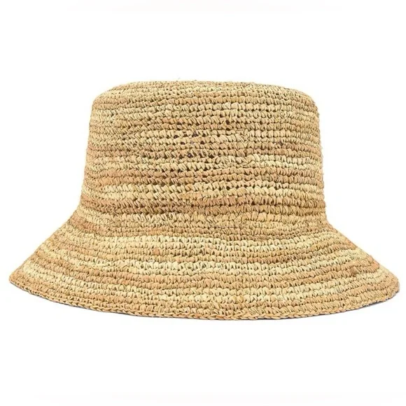 L*space Isadora Hat in Natural Stripe Summer Resort Raffia Straw Hat - Picture 3 of 6